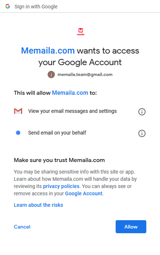 How to connect Gmail to Memaila | Step 05